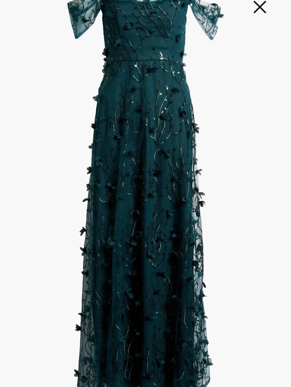 Dessy Collection One-Shoulder Emerald Green Evening Gown - Picture 2 of 4